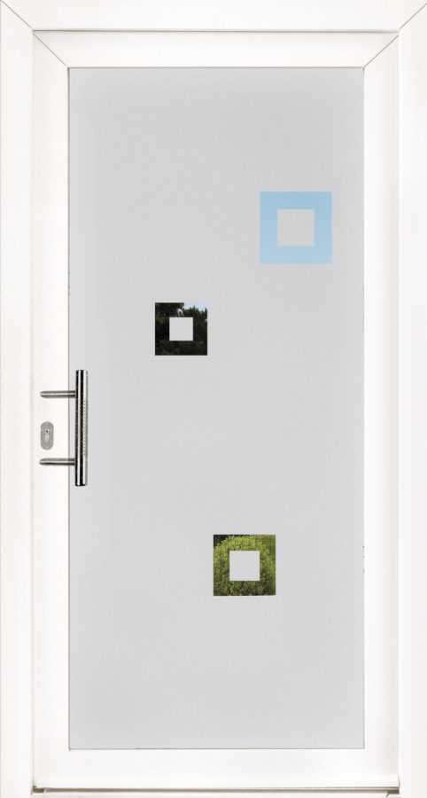 Porte alu vitrage décoratif carré